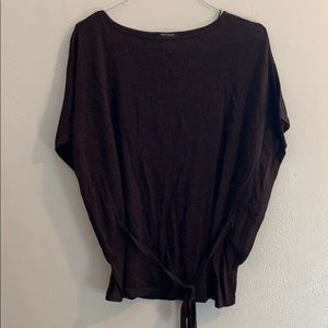 WHBM Cocoa Dolman short sleeve with waist tie